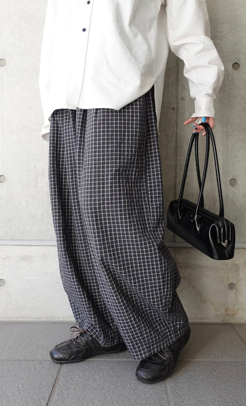 チェックボリュームラフパンツ